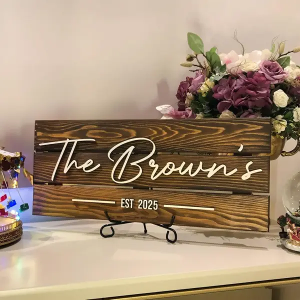 Customizable Rustic Wooden Name Logo Sign – Personalized Solid Wood Office, Family, or Wedding Welcome Wall Decor & Home Gift