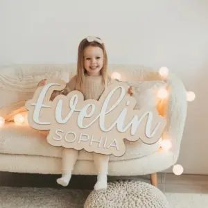 Personalized Wooden Name Sign – Custom Wedding, Birthday & Baby Shower Party Decor | Nursery Plaque, Place Tags & Table Decoration